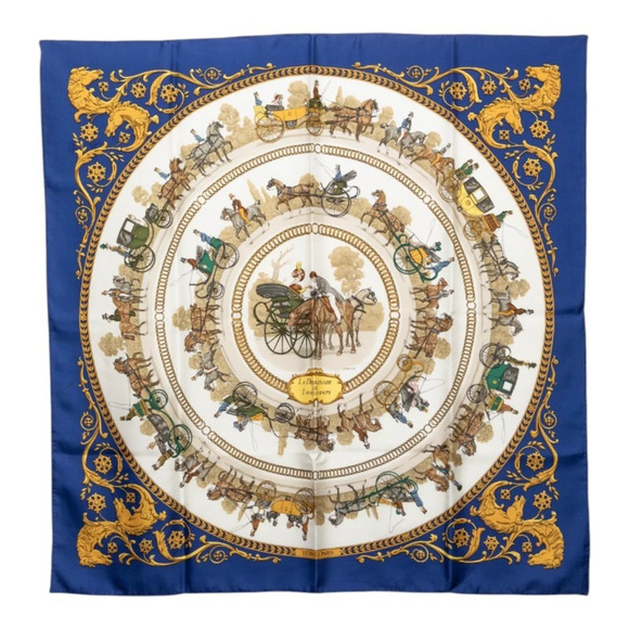 HERMES Accessories - Hermes Carre 90 La Promenade de Longchamps (A Walk to Longchamp) Scarf/Muffle...